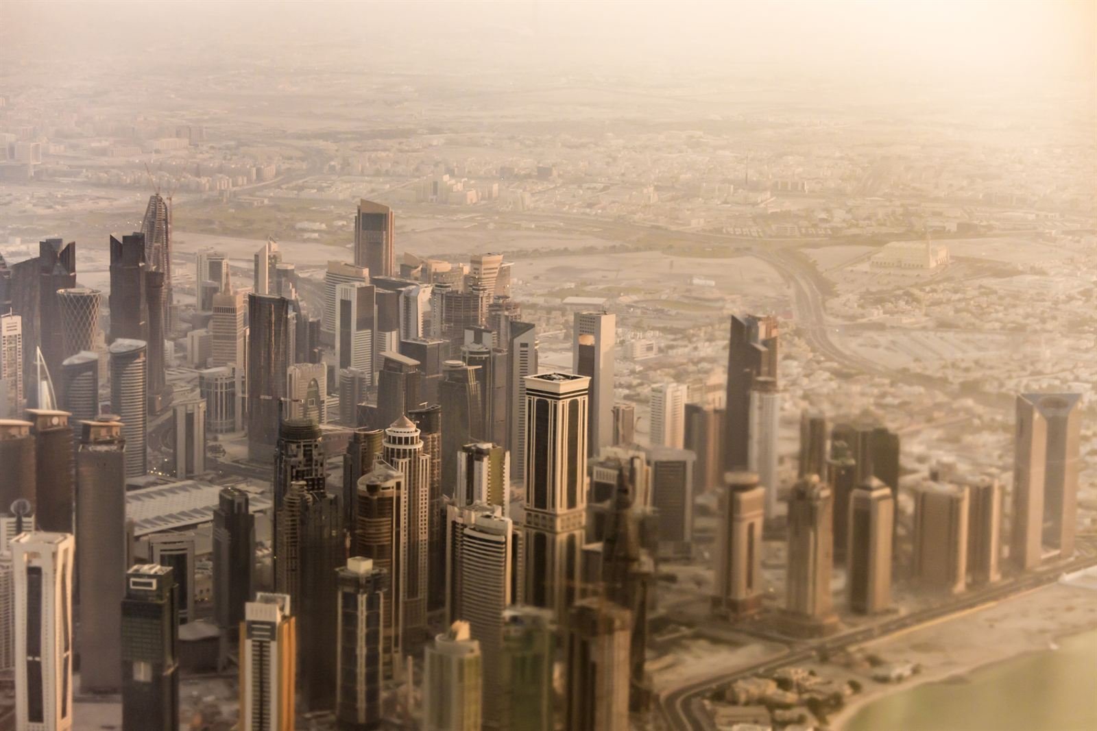 The Doha skyline seen from above